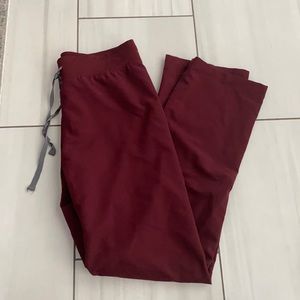 Figs burgundy small tall Livingston scrub pants